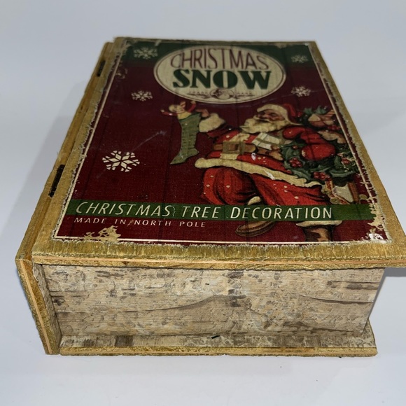 Christmas Snow Santa Wooden Book Vintage Style Christmas Stash Box Decor - Picture 7 of 7